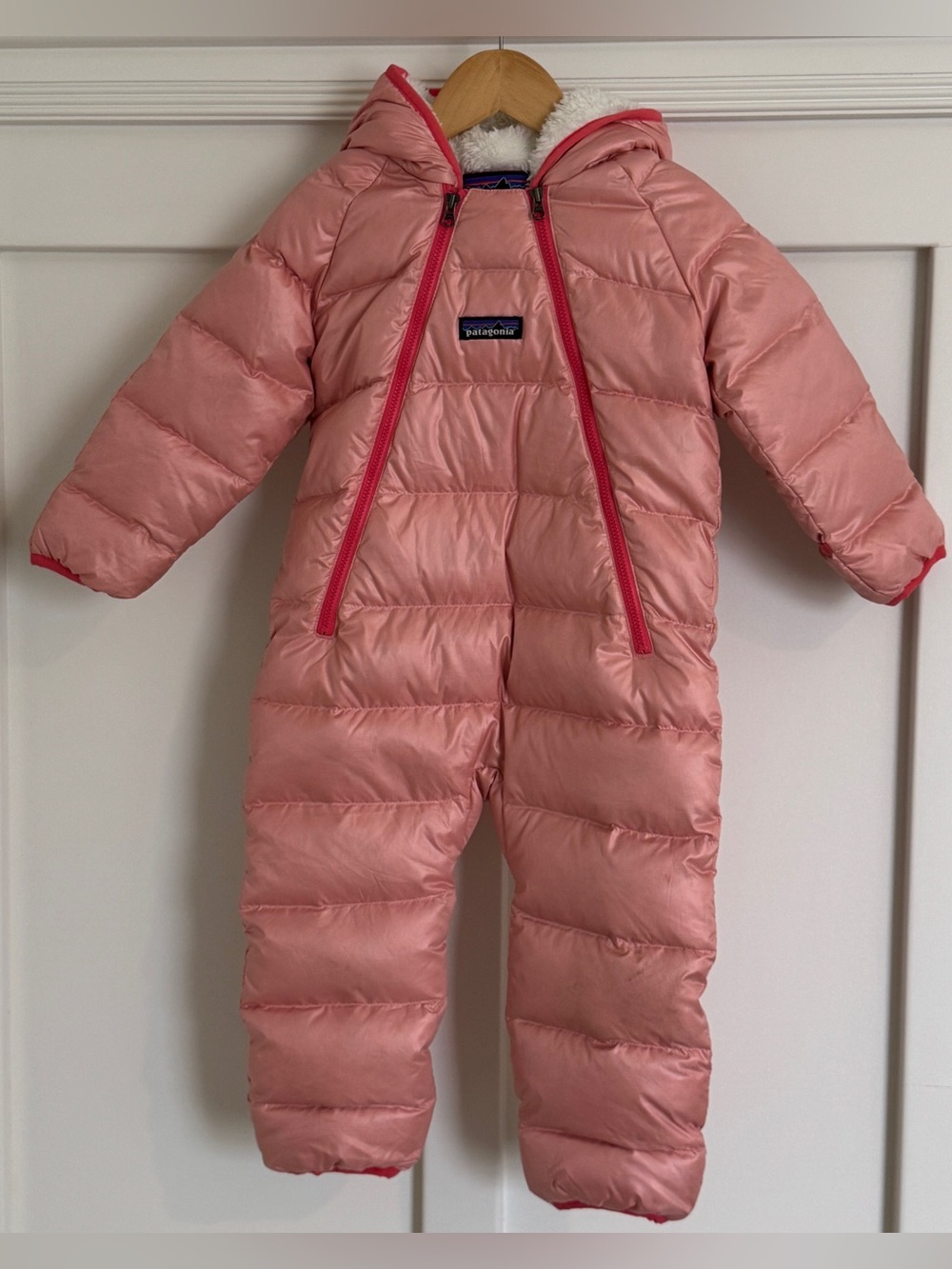 Patagonia Pink Infant Hi-Loft Down Sweater Bunting - Size 6-12 months